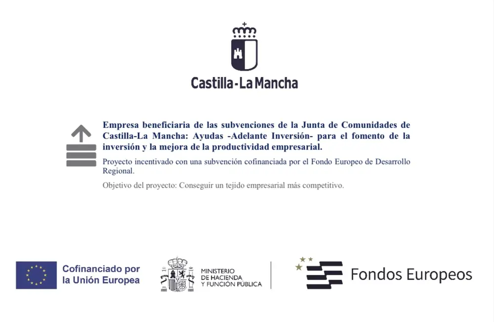 Logotipos de la Junta de Comunidades de Castilla-La Mancha, Cofinanciado por la Unión Europea, Ministerio de Hacienda y Función Pública y Fondos Europeos